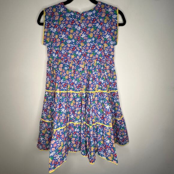 Pink Chicken Blue Floral Tiered Girls Dress Size 10Y - Picture 5 of 7